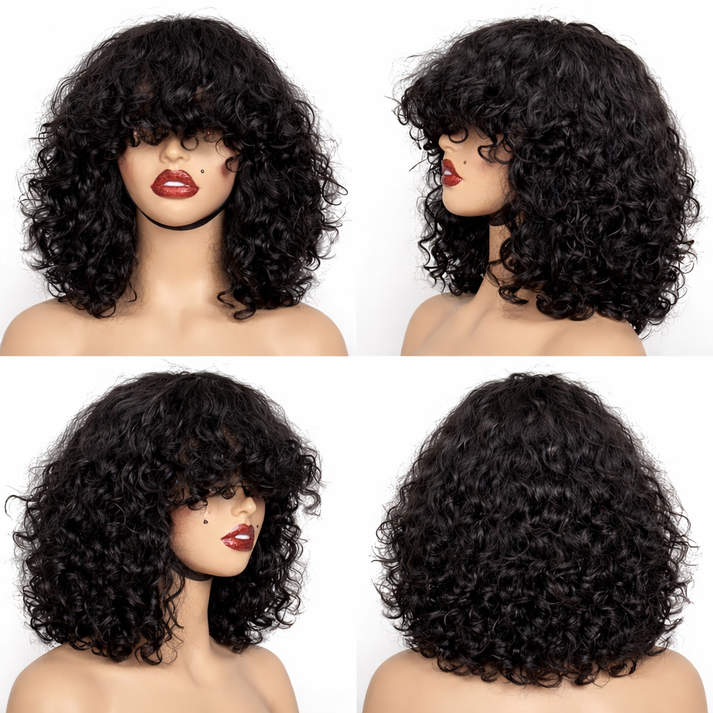 Full Curly Bob Glueless Wigs Human Hair