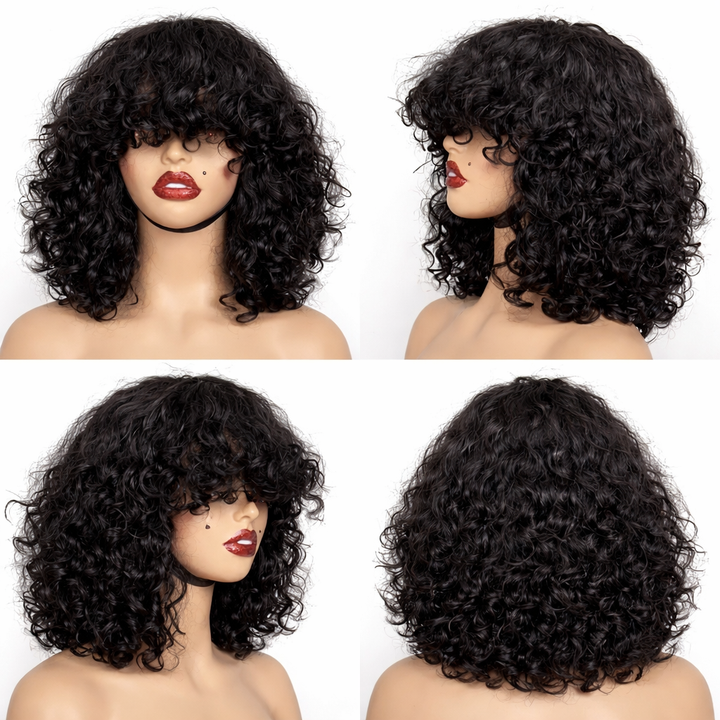 Full Curly Bob Glueless Wigs Human Hair
