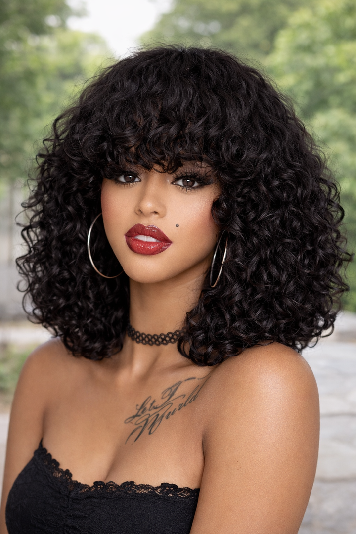Full Curly Bob Glueless Wigs Human Hair