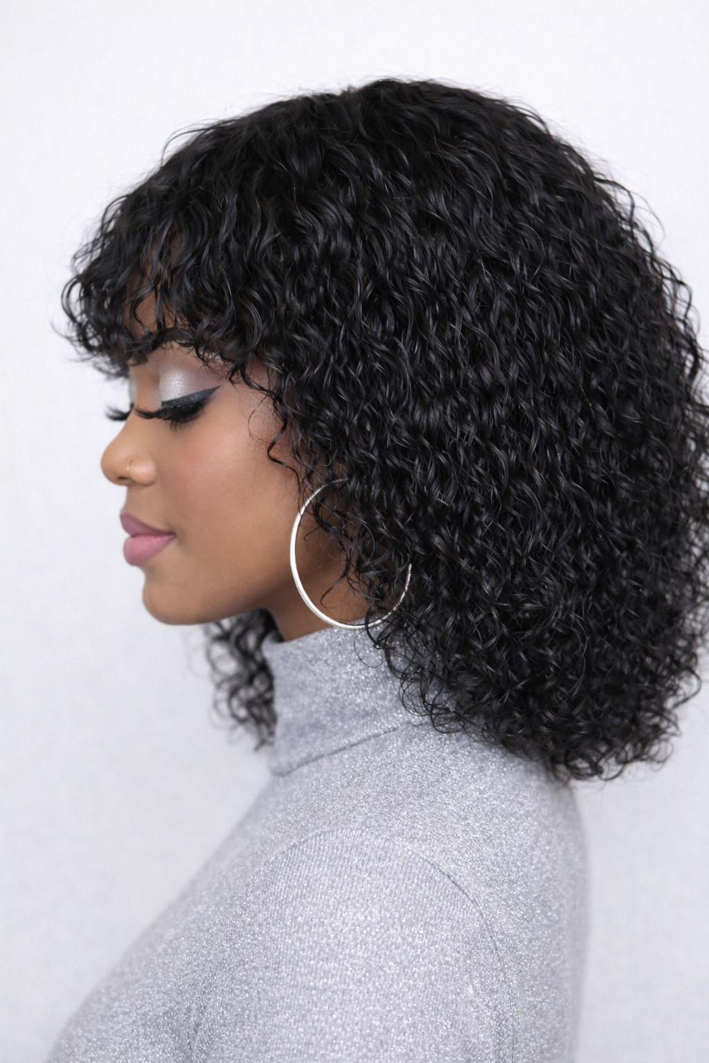 Full Curly Bob Glueless Wigs Human Hair