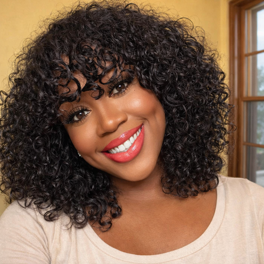 Full Curly Bob Glueless Wigs Human Hair