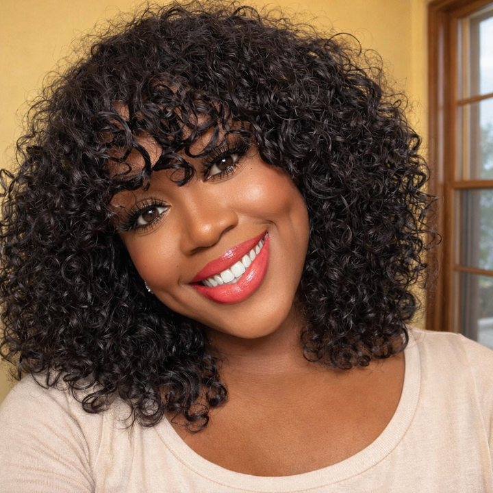 Full Curly Bob Glueless Wigs Human Hair