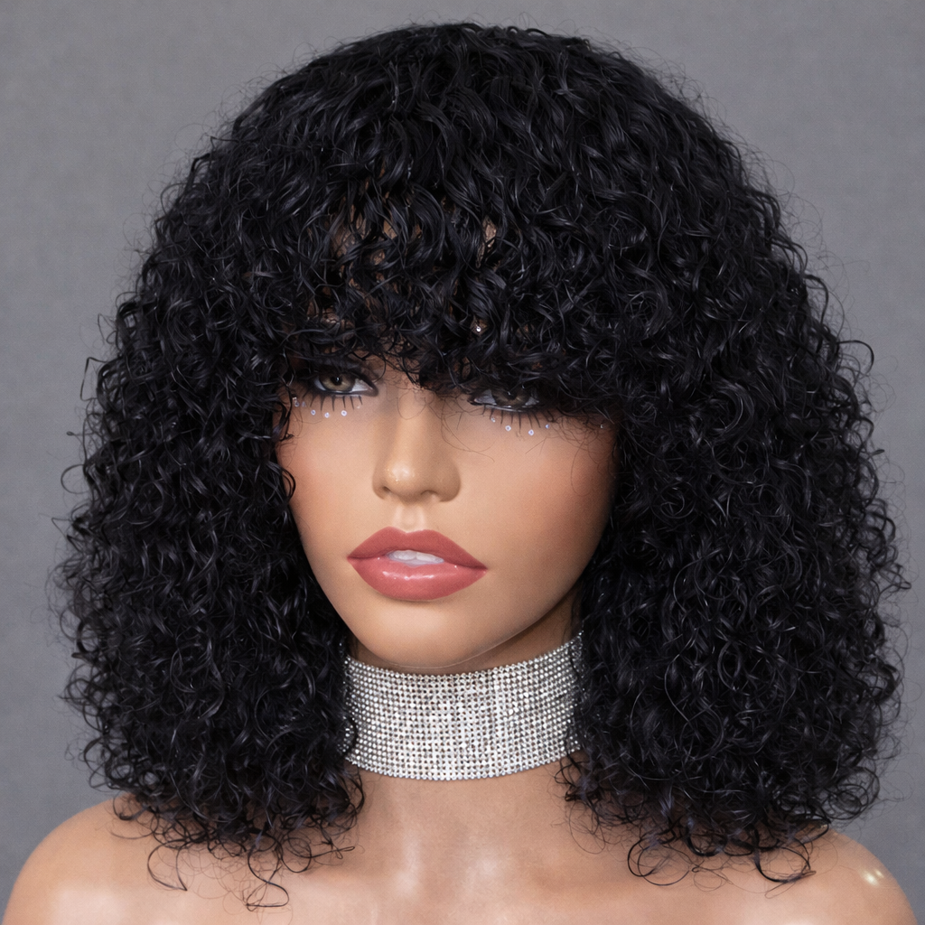 Full Curly Bob Glueless Wigs Human Hair