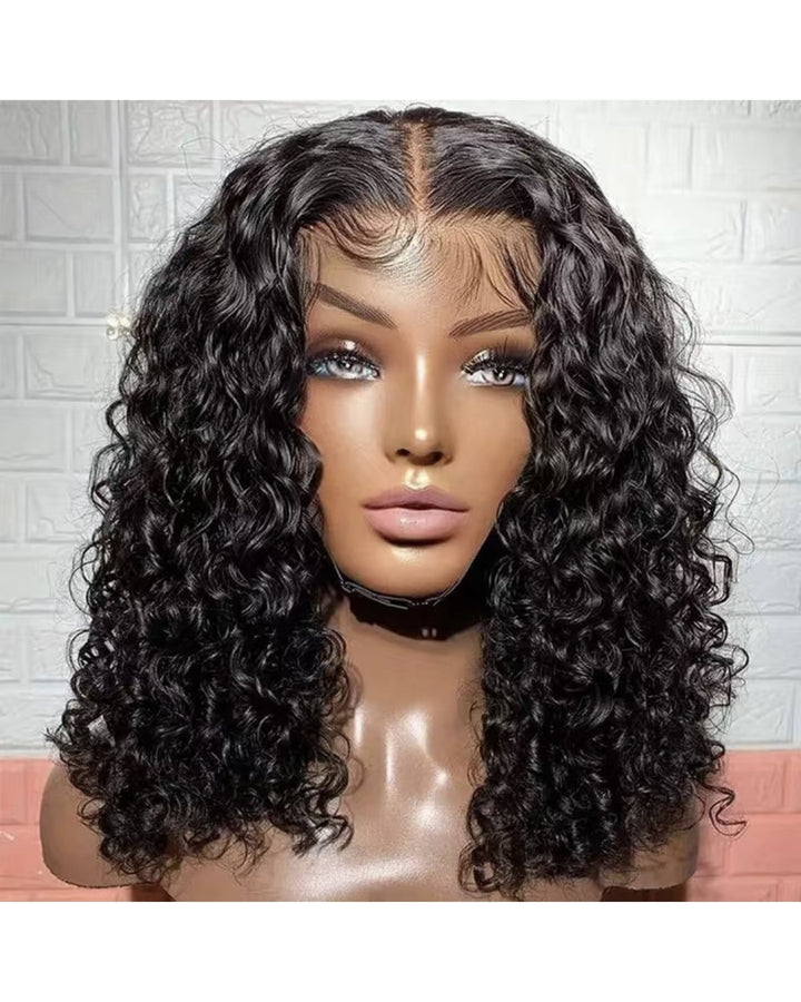 Wavy Curly Short Bob Glueless Wigs Ready To Wear Wigs Human Hair wet And Wavy